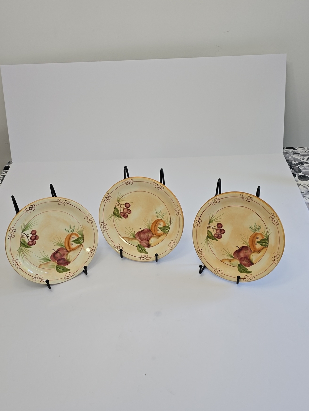 NWT Crate & Barrel Set Of 3 Winter Orchard Salad Saucer Plates 8"